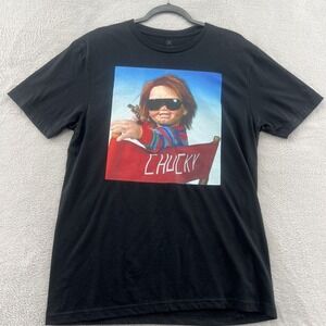 Chucky Shirt Men's Medium Black Short Sleeve Tee Red Head Doll Evil